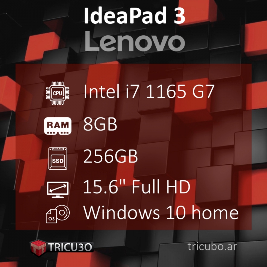 Lenovo IdeaPad 3 Intel i7 11ava Gen 8Gb Ram 256Gb SSD Arctic Grey